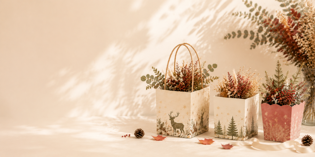 Seasonal floral packaging designs by Dekoron
